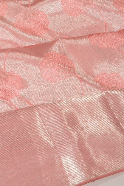 Taranga Kanchi Silk Tissue Jaal Peach Saree