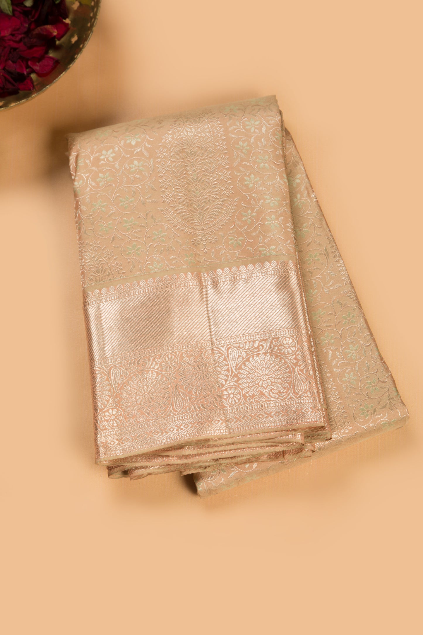 Taranga Kanchi Silk Brocade Cream Saree