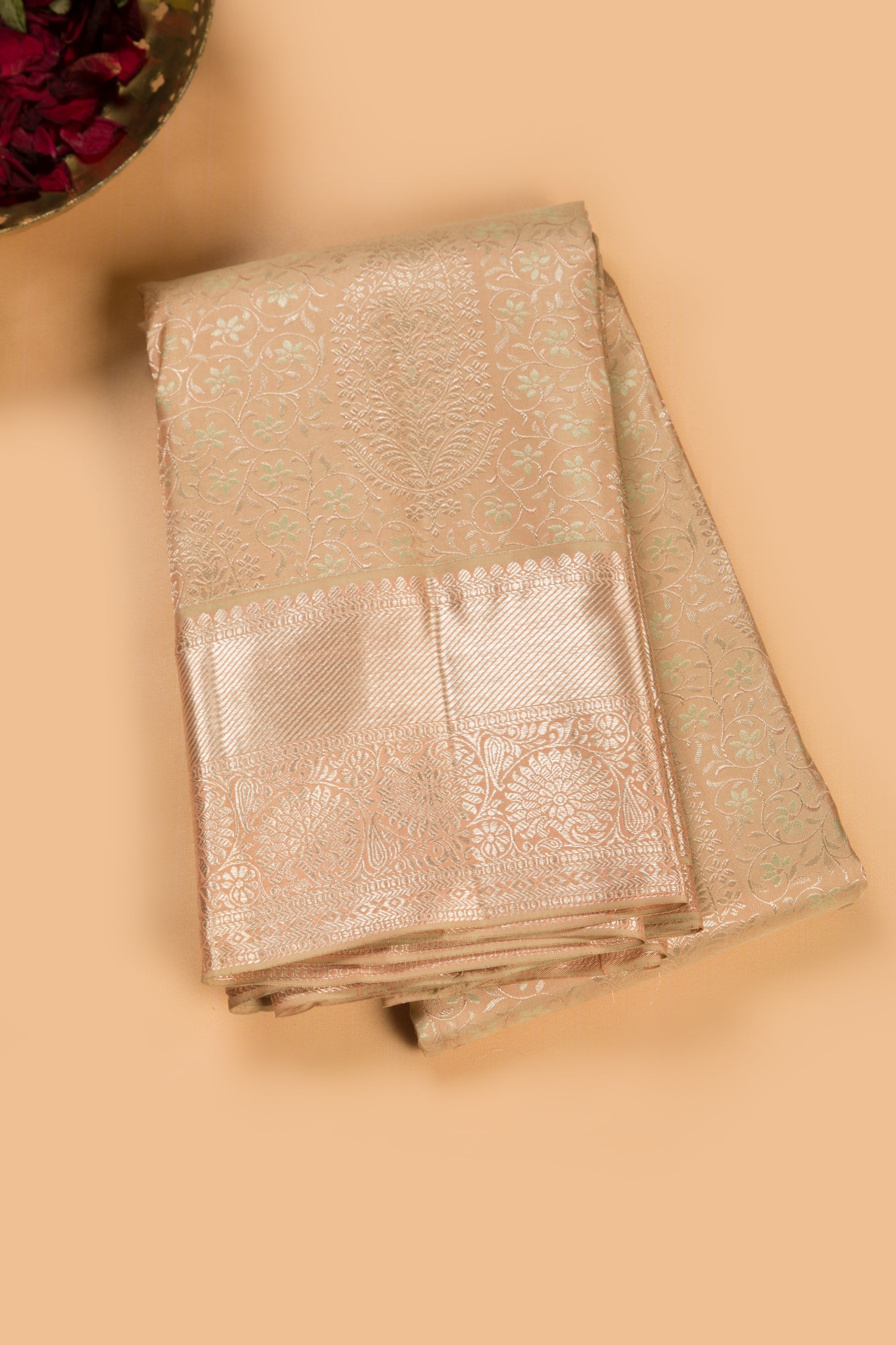 Taranga Kanchi Silk Brocade Cream Saree