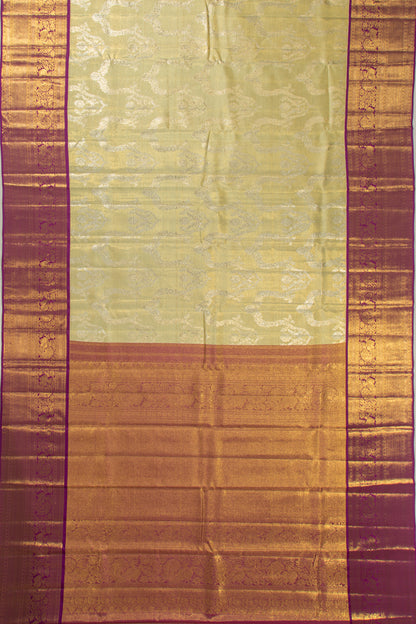 Kanchipuram Silk Tissue Jaal Pastel Green Saree