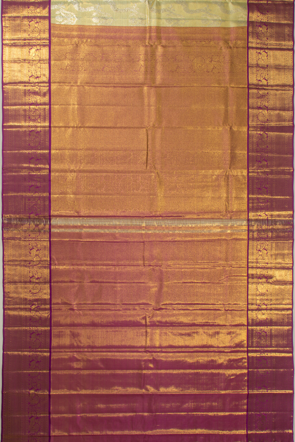 Kanchipuram Silk Tissue Jaal Pastel Green Saree