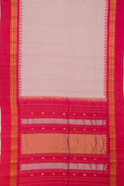 Gadwal Silk Checks White Saree