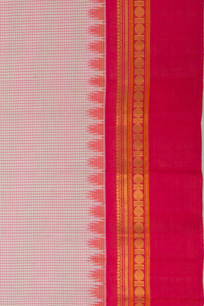 Gadwal Silk Checks White Saree