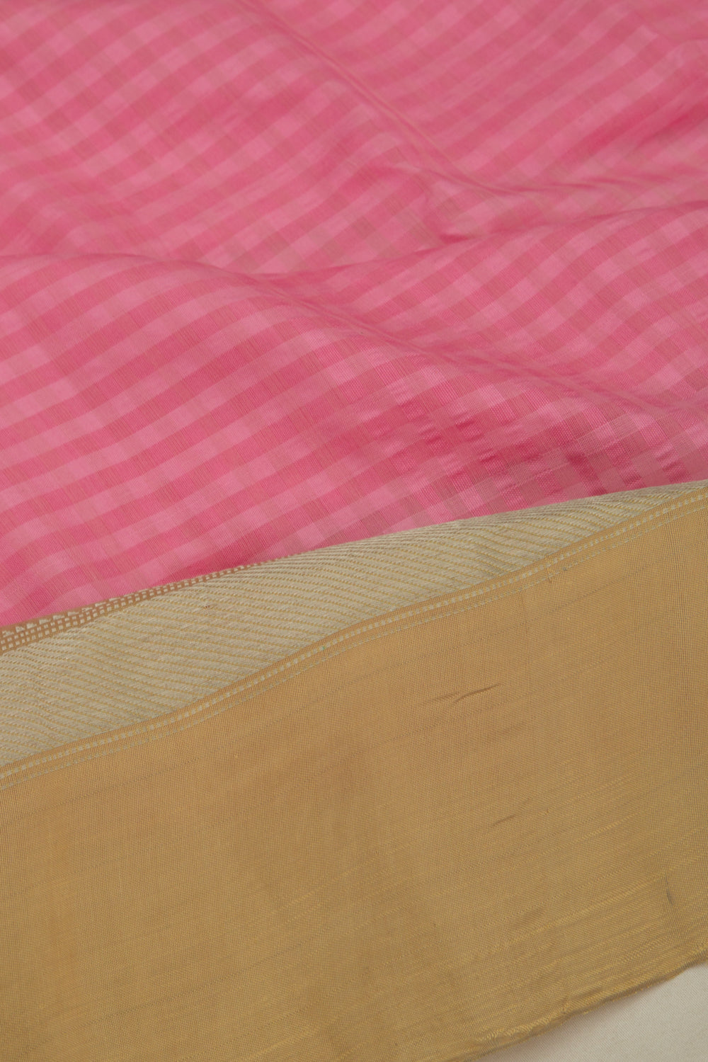 Gadwal Cotton Silk Checks Baby Pink Saree