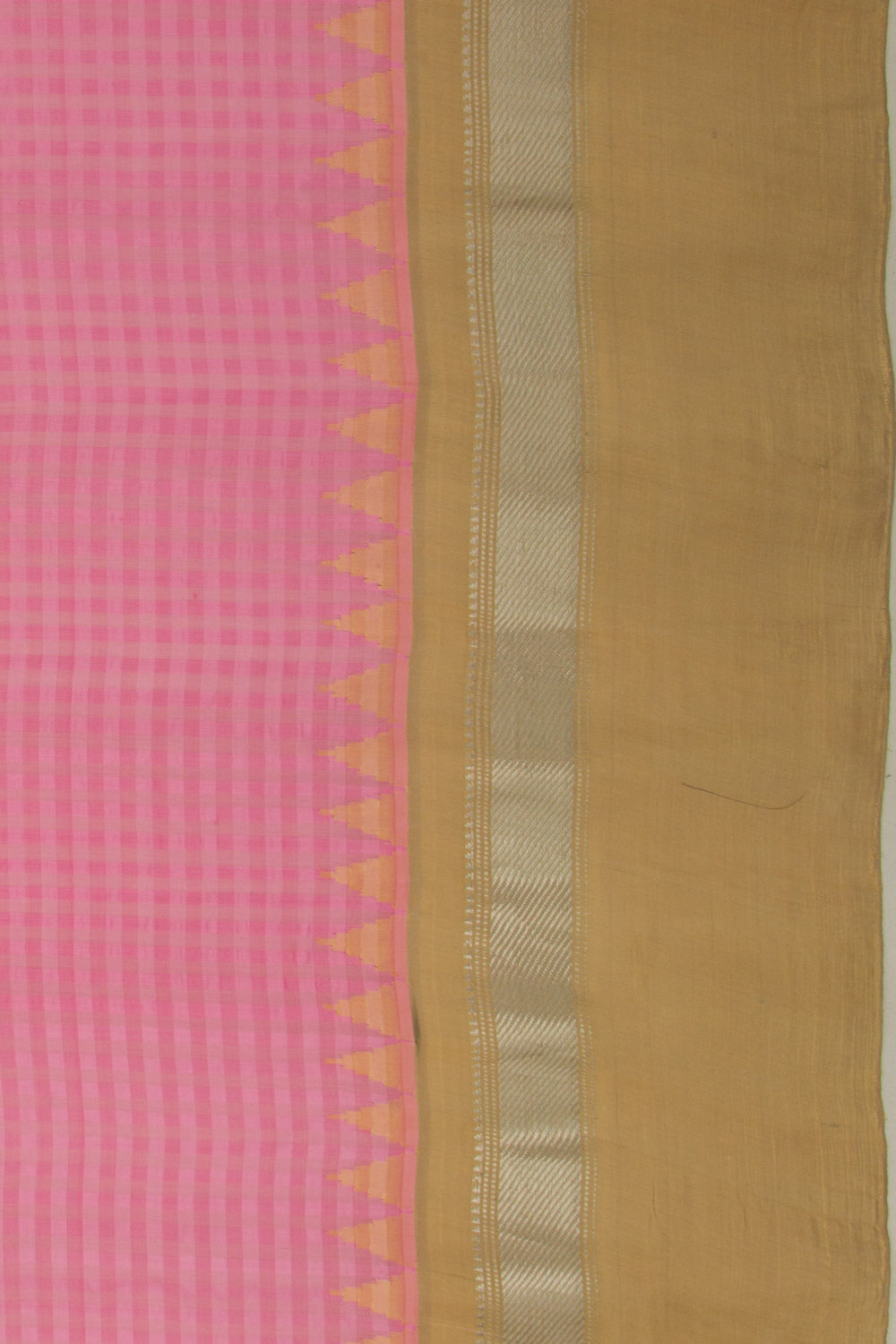 Gadwal Cotton Silk Checks Baby Pink Saree