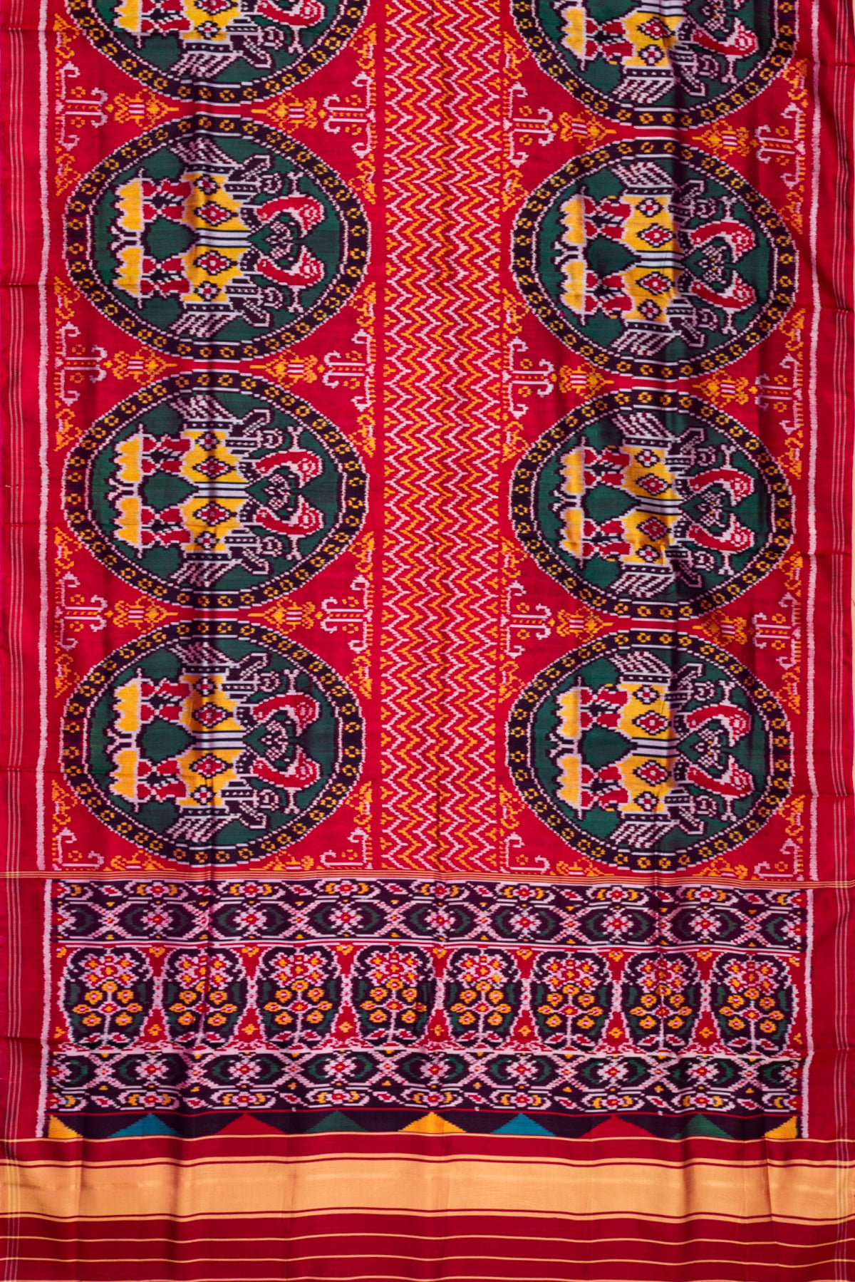 Semi Patan Patola Silk Ikat Red Saree