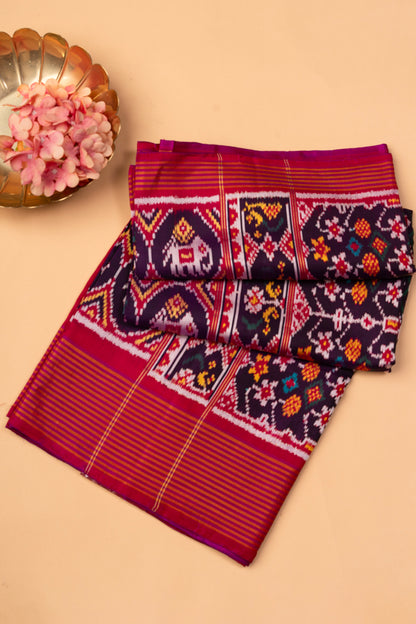 Semi Patan Patola Silk Ikat Purple Saree
