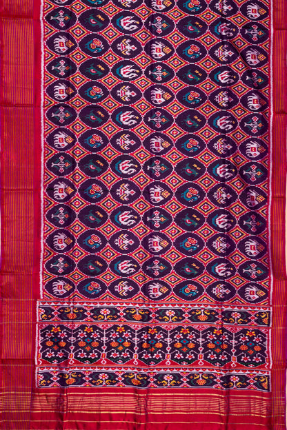 Semi Patan Patola Silk Ikat Purple Saree