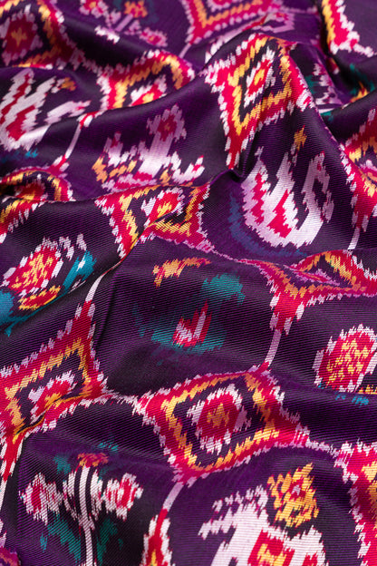 Semi Patan Patola Silk Ikat Purple Saree