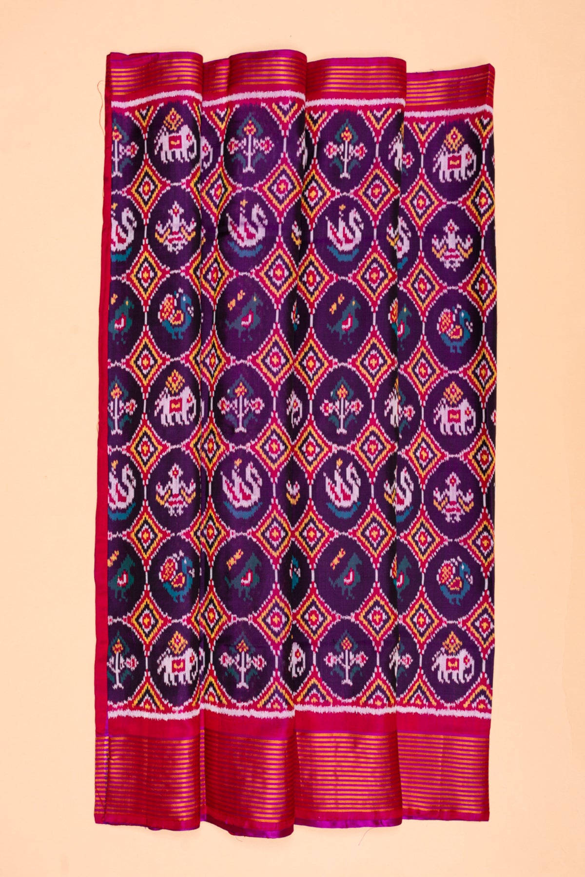 Semi Patan Patola Silk Ikat Purple Saree