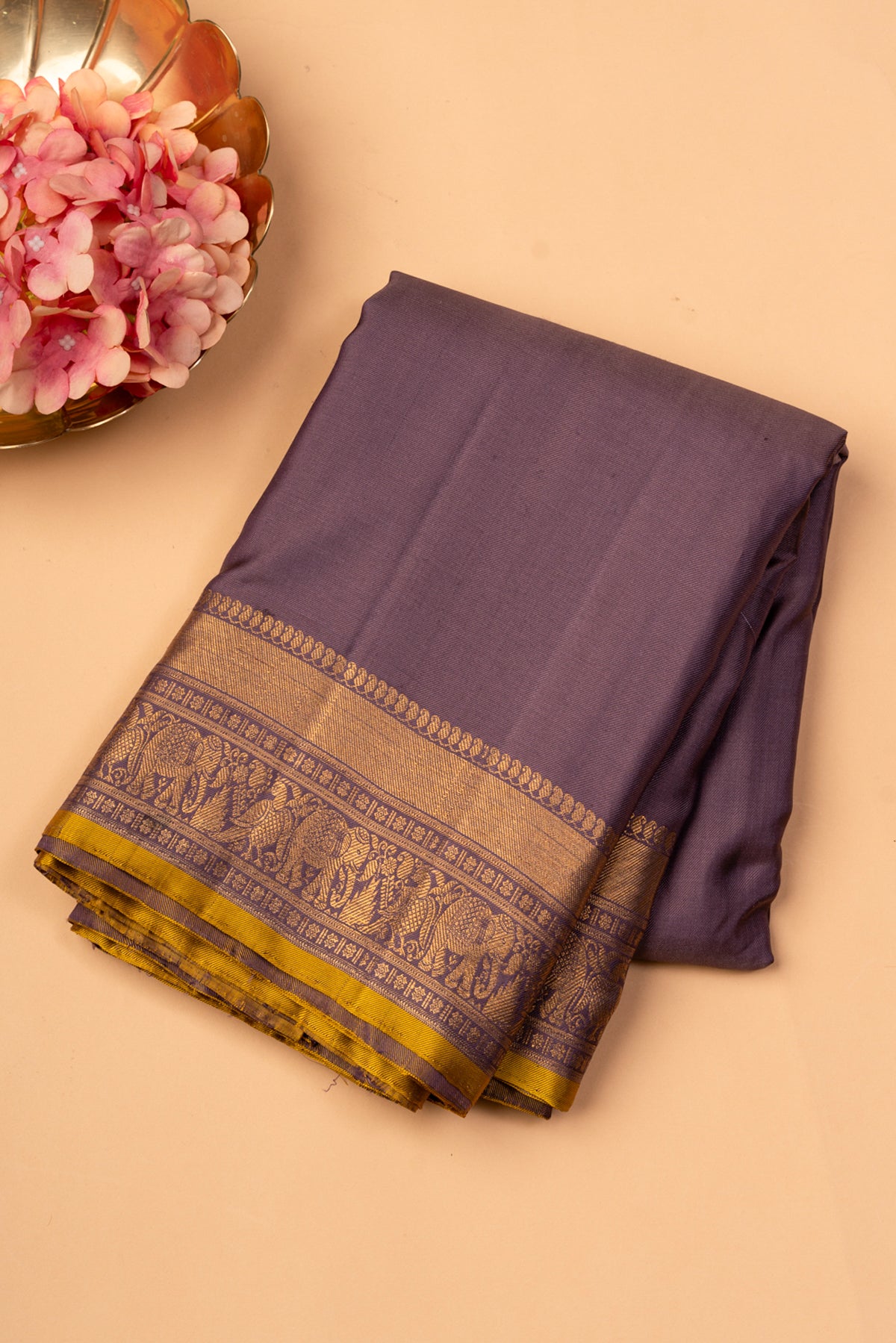 Kanchipuram Silk Twill Lilac Saree