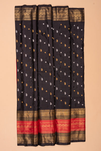 Kanchipuram Silk Twill Black Saree