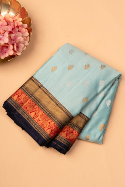 Kanchipuram Silk Twill Sky Blue Saree