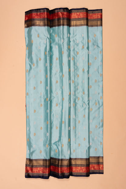 Kanchipuram Silk Twill Sky Blue Saree