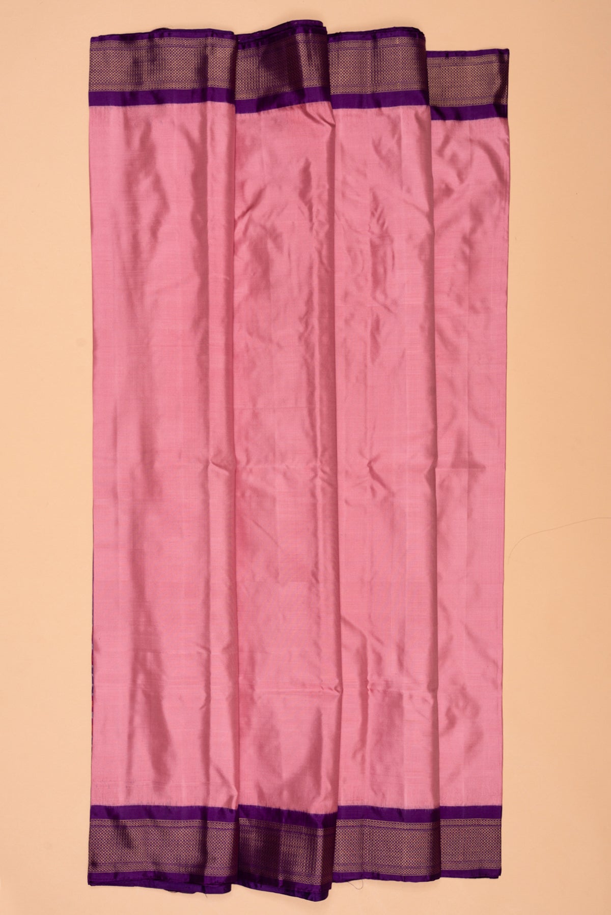 Kanchipuram Silk Ikat Twill Baby Pink Saree