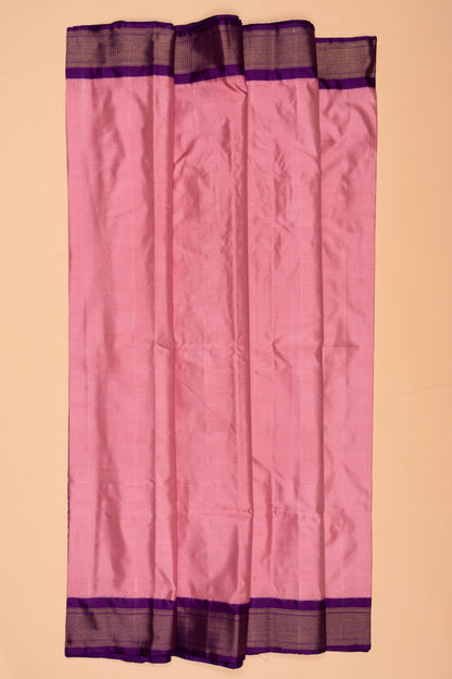 Kanchipuram Silk Ikat Twill Baby Pink Saree