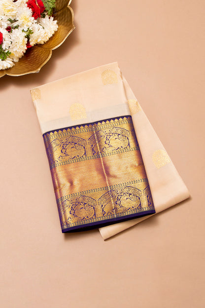 Kanchipuram Silk Butta Cream Saree