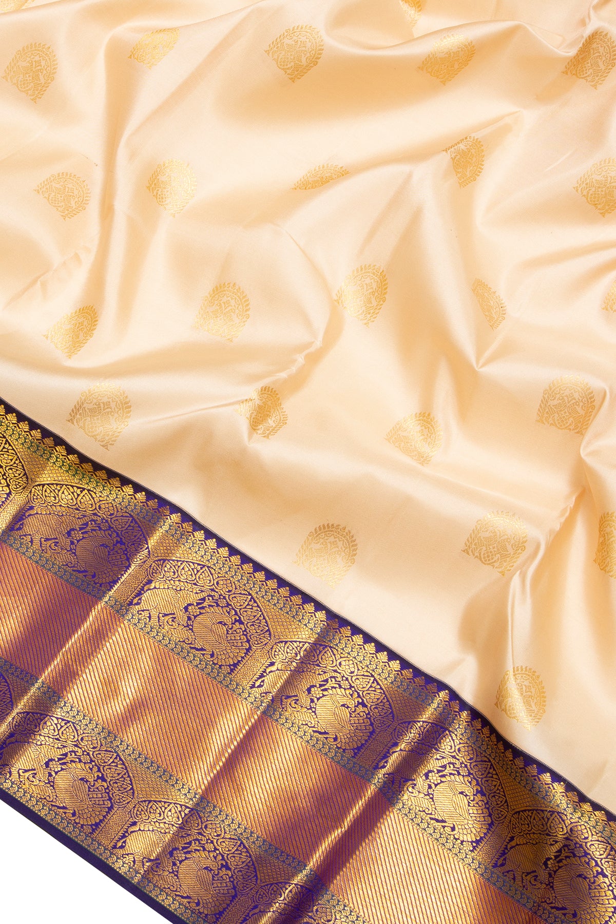 Kanchipuram Silk Butta Cream Saree
