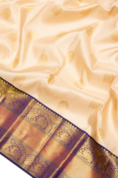 Kanchipuram Silk Butta Cream Saree