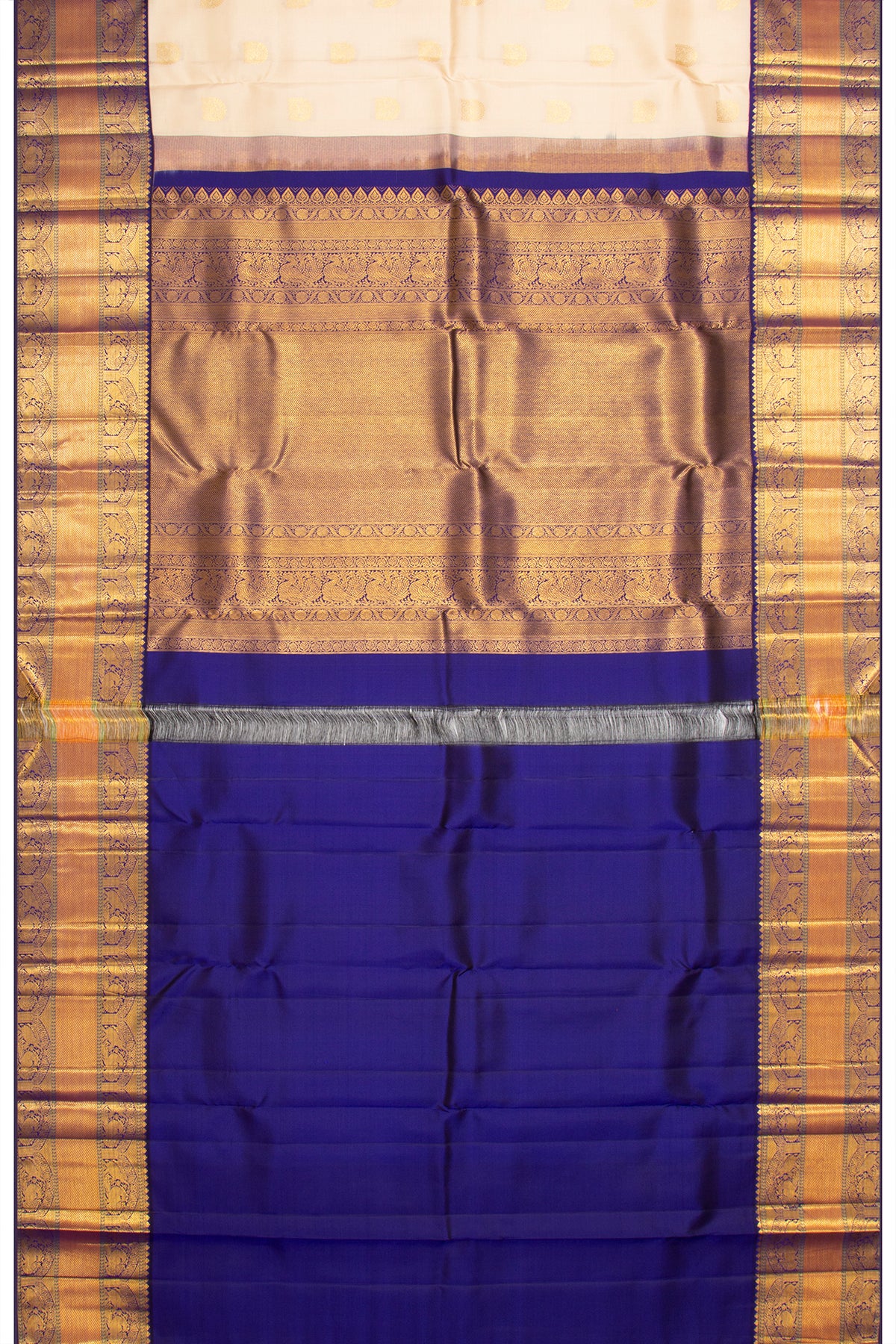 Kanchipuram Silk Butta Cream Saree