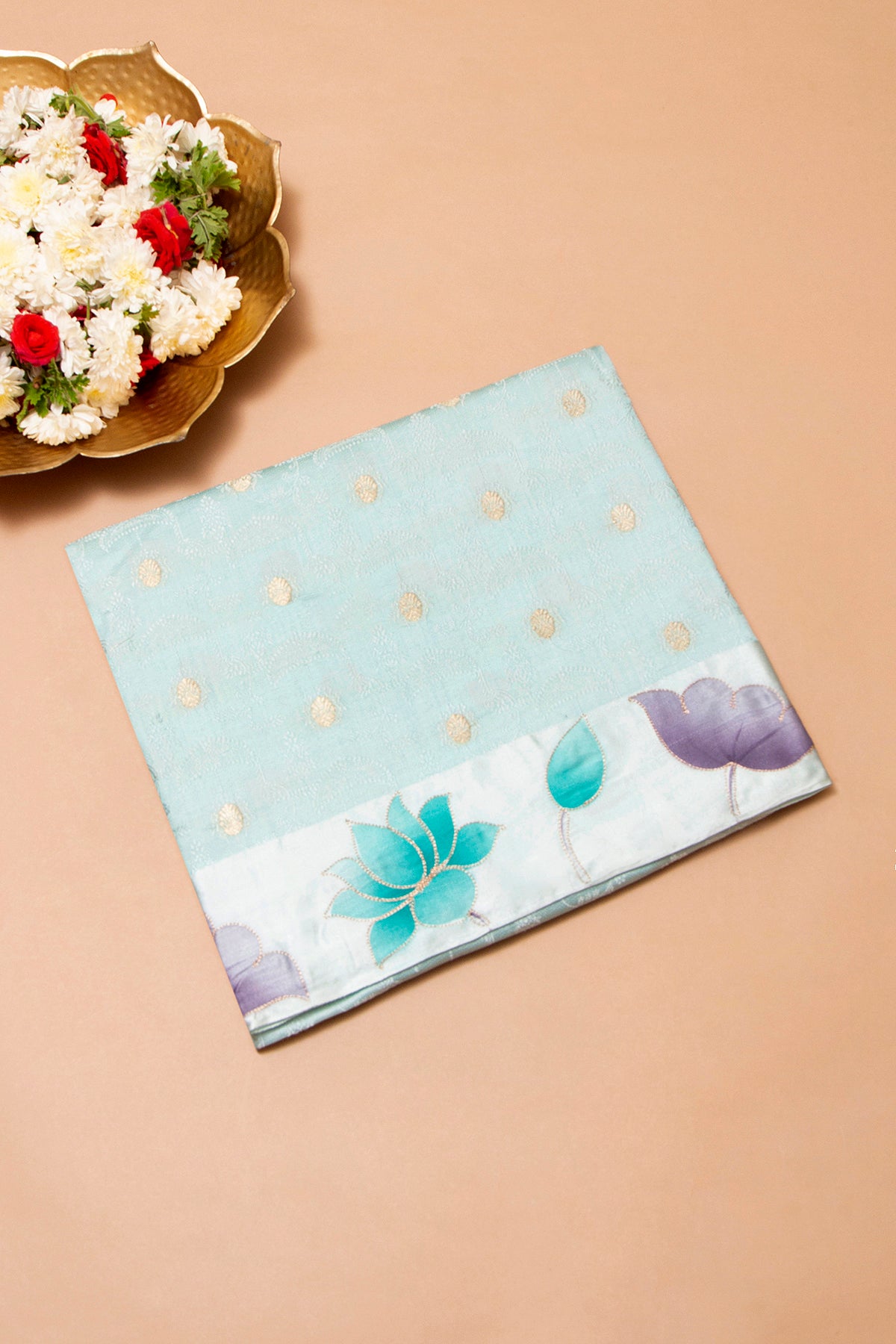Banarasi Katan Silk Jacquard And Butta Sky Blue Saree With Printed Border