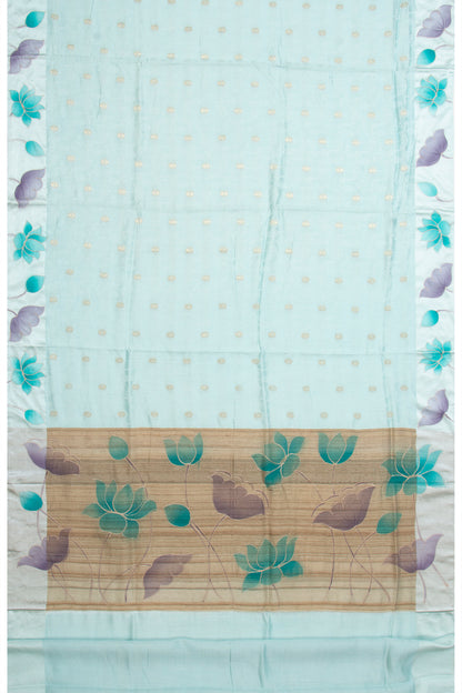 Chiniya Silk  Jacquard And Butta Sky Blue Saree With Printed Border