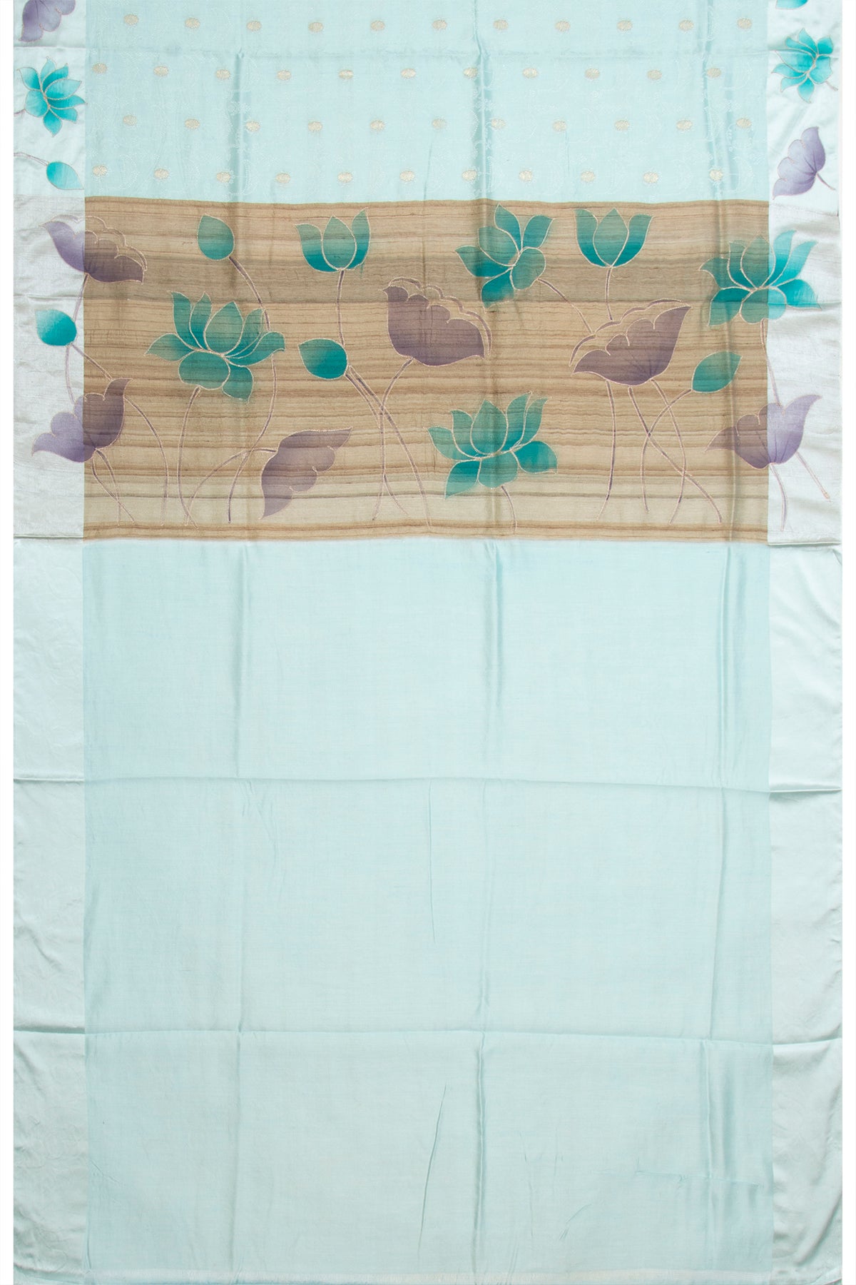Chiniya Silk  Jacquard And Butta Sky Blue Saree With Printed Border