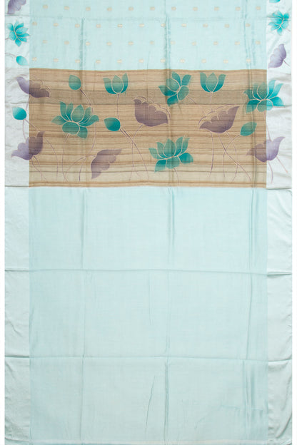 Chiniya Silk  Jacquard And Butta Sky Blue Saree With Printed Border