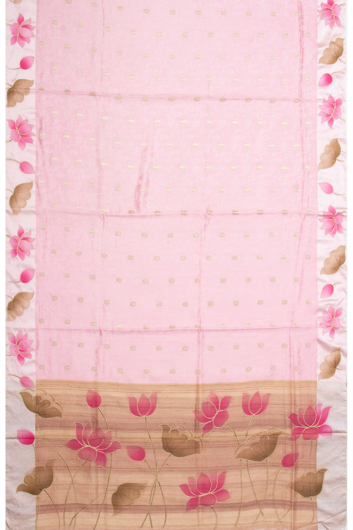 Banarasi Katan Silk Jacquard And Butta Pink Saree With Printed Border