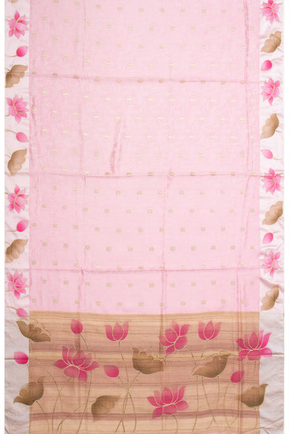 Banarasi Katan Silk Jacquard And Butta Pink Saree With Printed Border
