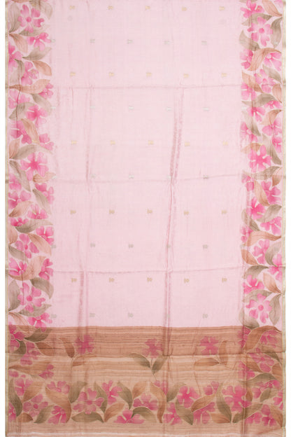 Banarasi Silk Jacquard And Butta Pastel Pink Saree With Printed Border