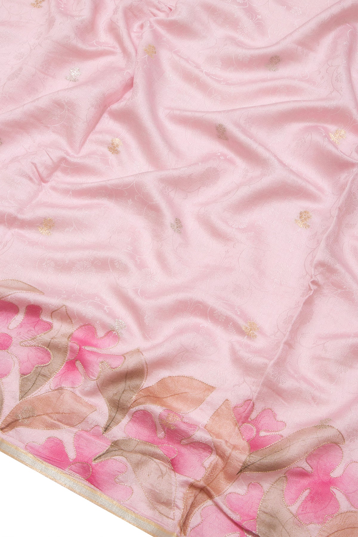 Banarasi Silk Jacquard And Butta Pastel Pink Saree With Printed Border