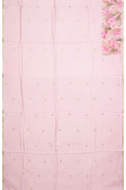 Banarasi Silk Jacquard And Butta Pastel Pink Saree With Printed Border