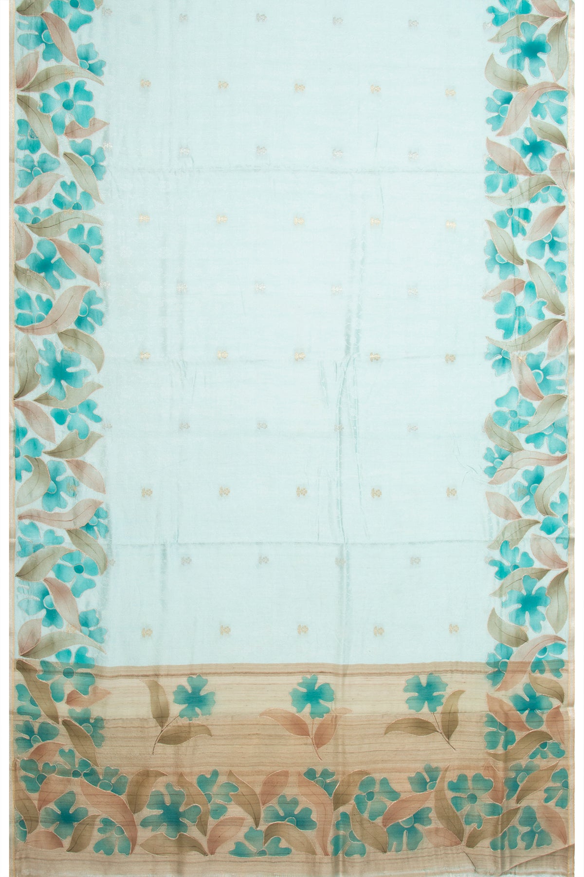 Banarasi Katan Silk Jacquard And Butta Sky Blue Saree With Printed Border