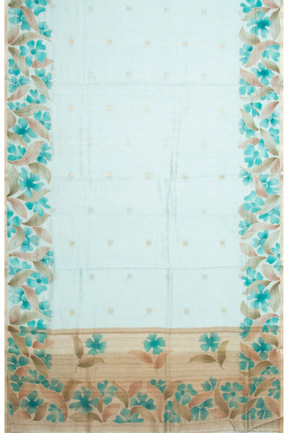 Banarasi Katan Silk Jacquard And Butta Sky Blue Saree With Printed Border
