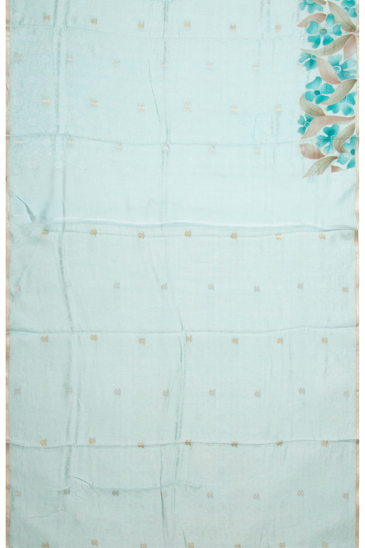 Banarasi Katan Silk Jacquard And Butta Sky Blue Saree With Printed Border