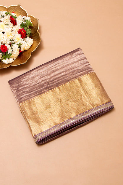 Tissue Crush Organza Plain Purple Saree