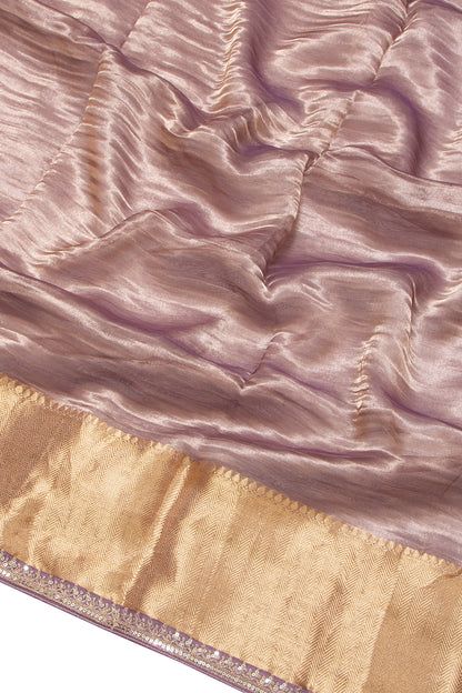 Tissue Crush Organza Plain Purple Saree