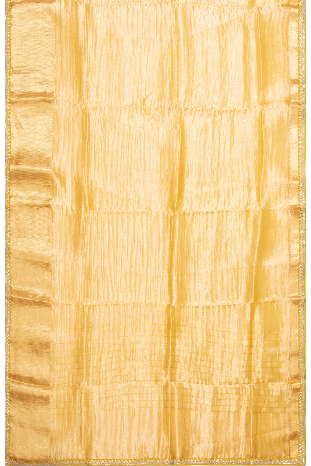 Tissue Crush Organza Plain Yellow Saree