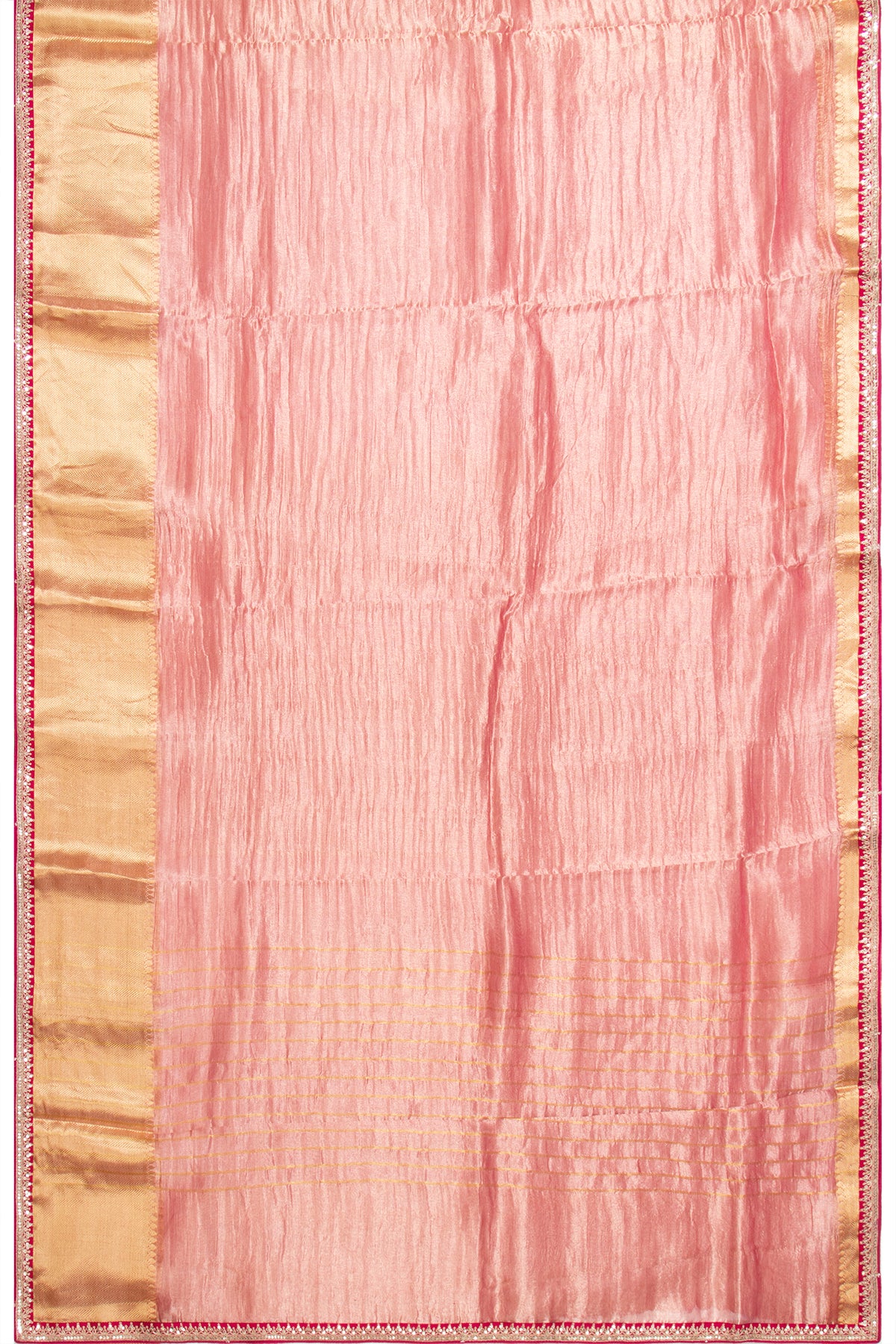 Tissue Crush Organza Plain Pink Saree