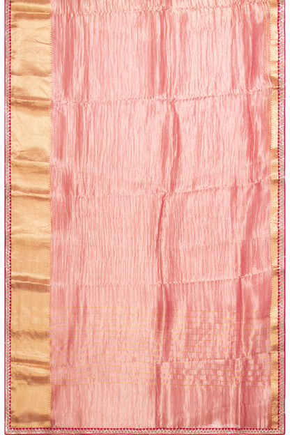 Tissue Crush Organza Plain Pink Saree