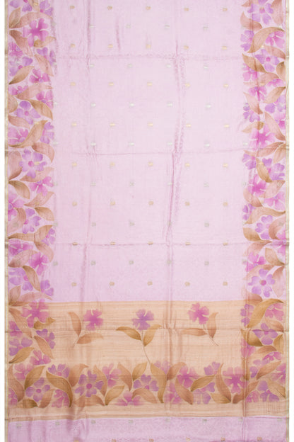 Banarasi Katan Silk Butta Lavender Saree With Printed Border