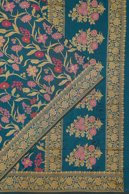 Banarasi Silk Jaal Teal Blue Saree