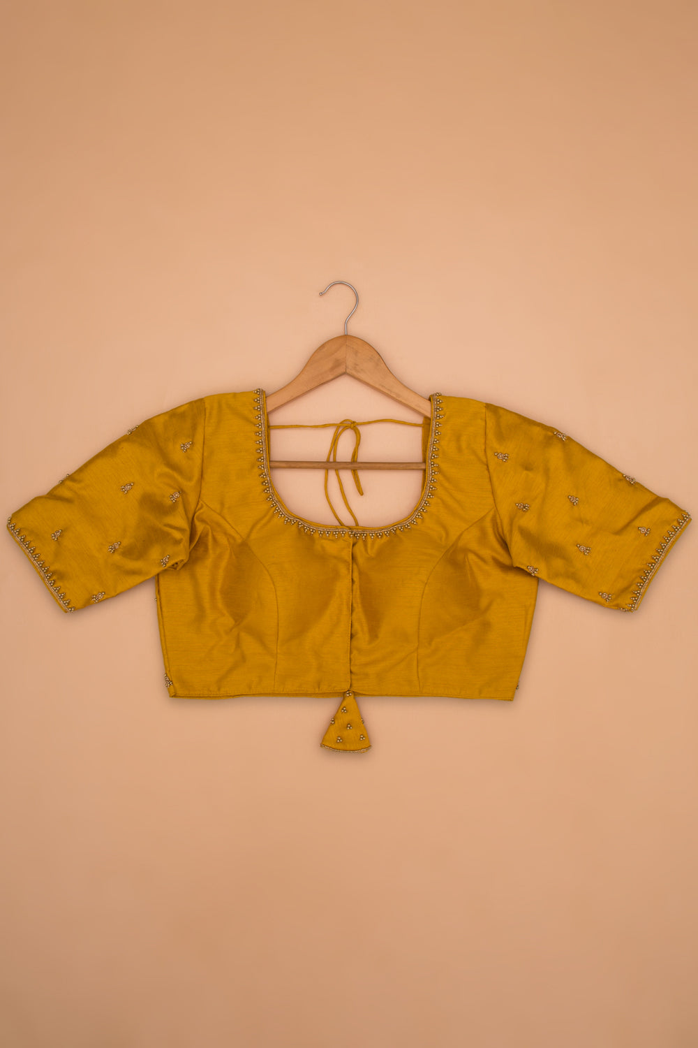 Raw Silk Readymade Padded Mustard Yellow Blouse