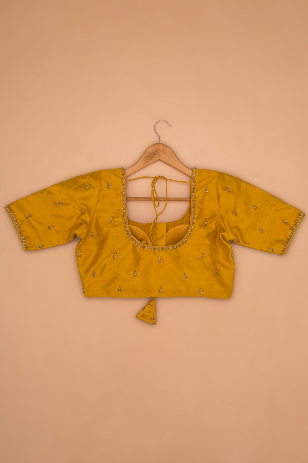 Raw Silk Readymade Padded Mustard Yellow Blouse
