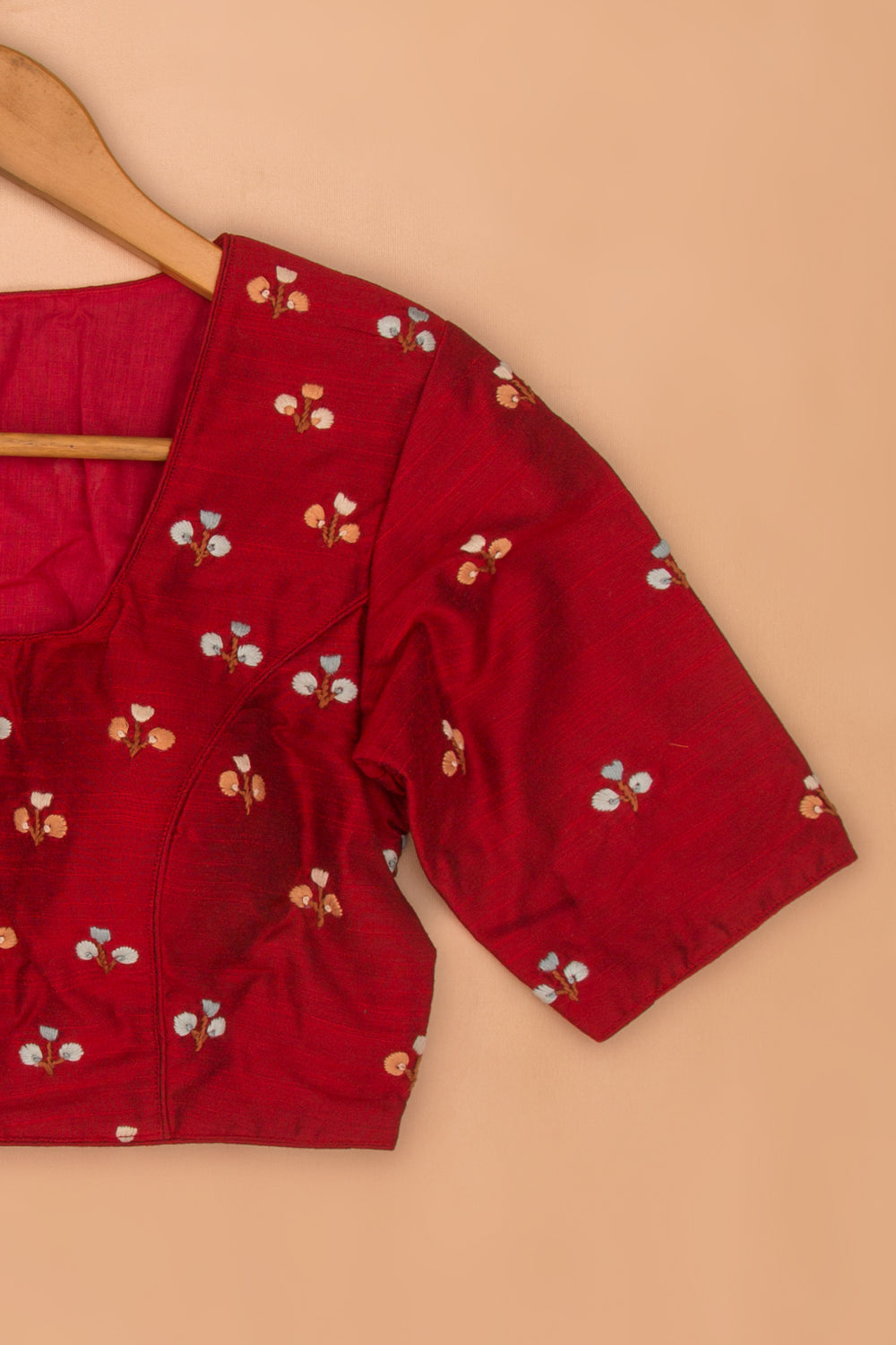 Tussar Readymade Padded Maroon Blouse