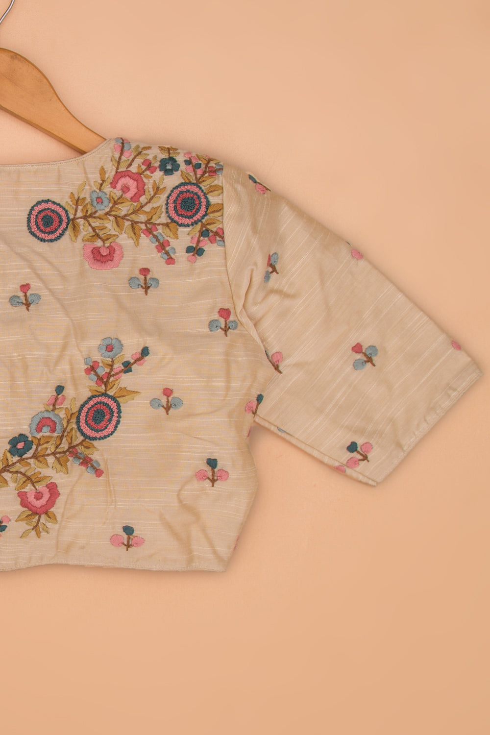 Tussar Readymade Padded Cream Blouse