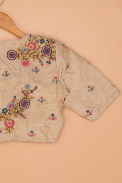 Tussar Readymade Padded Cream Blouse