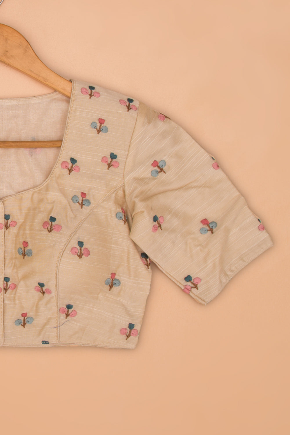 Tussar Readymade Padded Cream Blouse