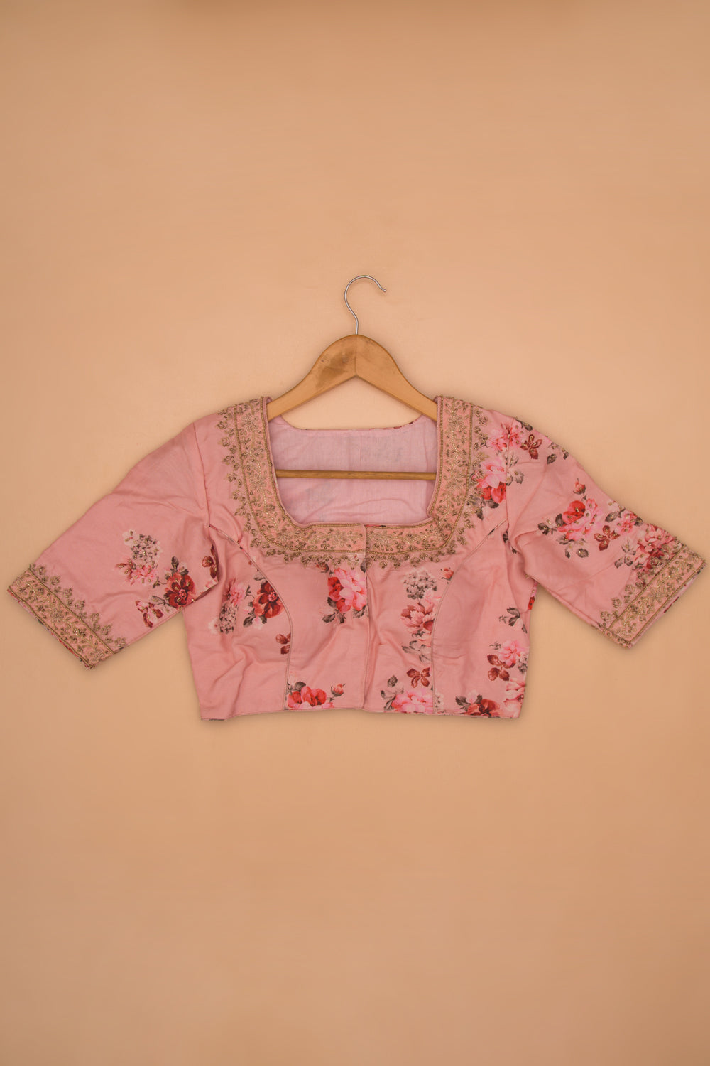 Chanderi Silk Readymade Padded Peach Blouse